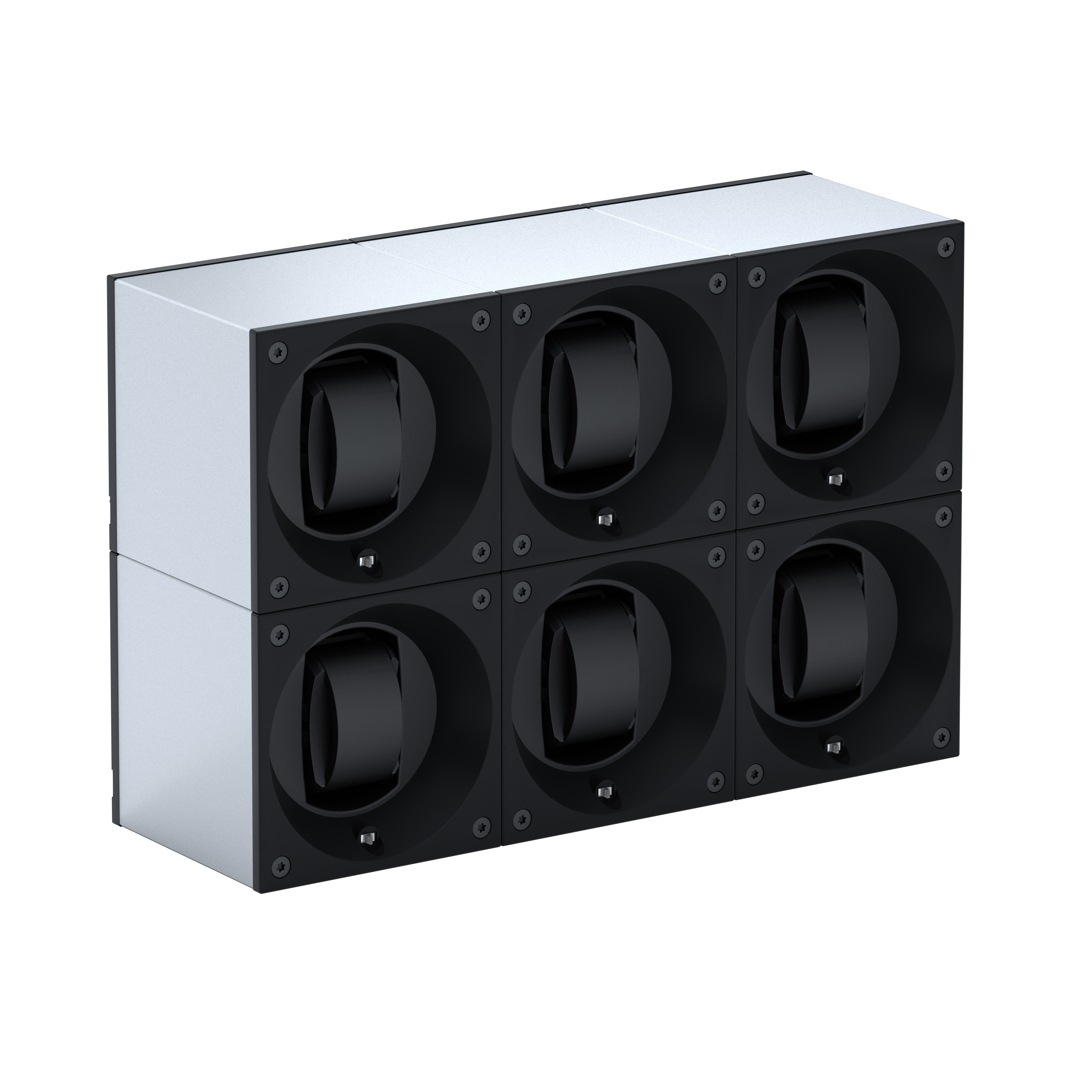 SwissKubik Masterbox Aluminium Silber - 6 Uhren