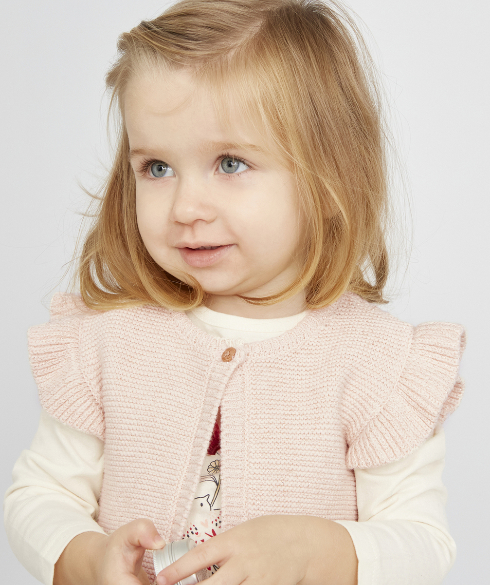 LE GILET SANS MANCHES VOLANTÉS BEIGE PAILLETÉ