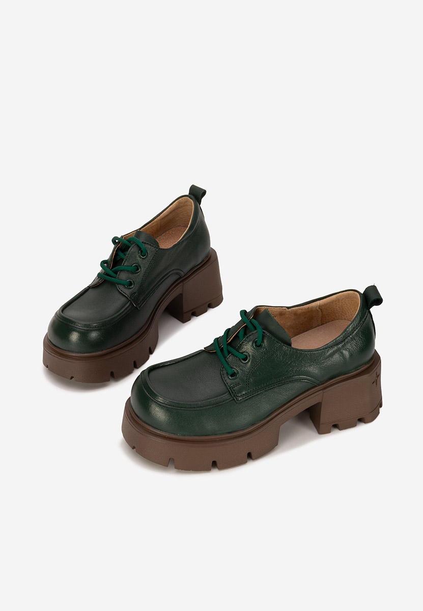 Chaussures casual femme en cuir vert Lenovia