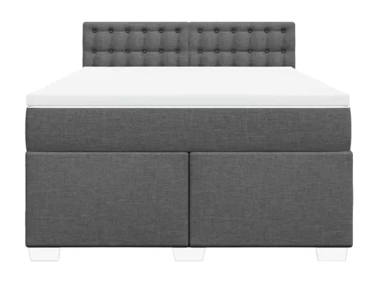Sommier à lattes de lit avec matelas Gris foncé 160x200cm Tissu