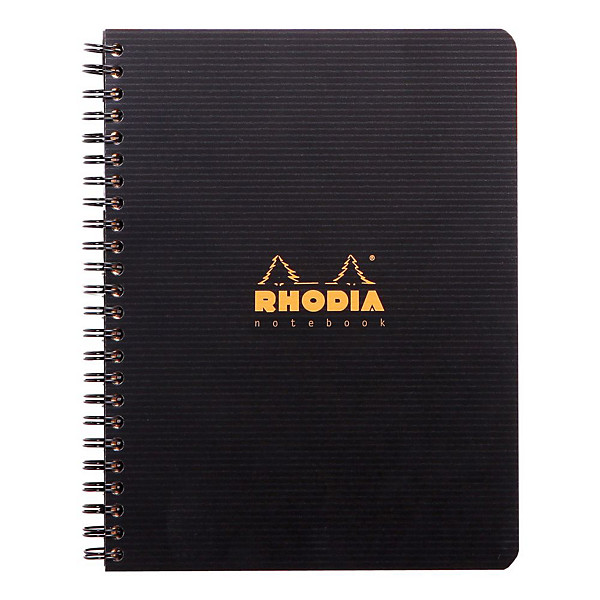 Rhodia Carnet Rhodiactive A5+ avec reliure à spirales, couverture en polypropylène, 80 feuilles/160 pages, pages quadrillées, noir
