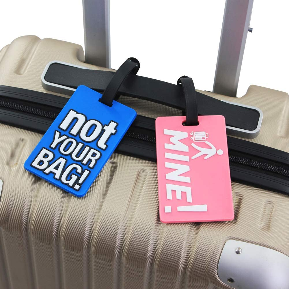 (4er Set) Silikon Kofferanhänger Gepäck Etiketten Luggage Tag mit Adressschild - NOT YOUR BAG