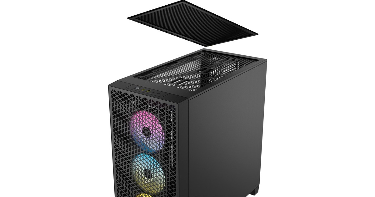 Corsair3000D Airflow RGB midi tower behuizing  (Zwart | 2x USB-A | RGB | Tempered Glass)
