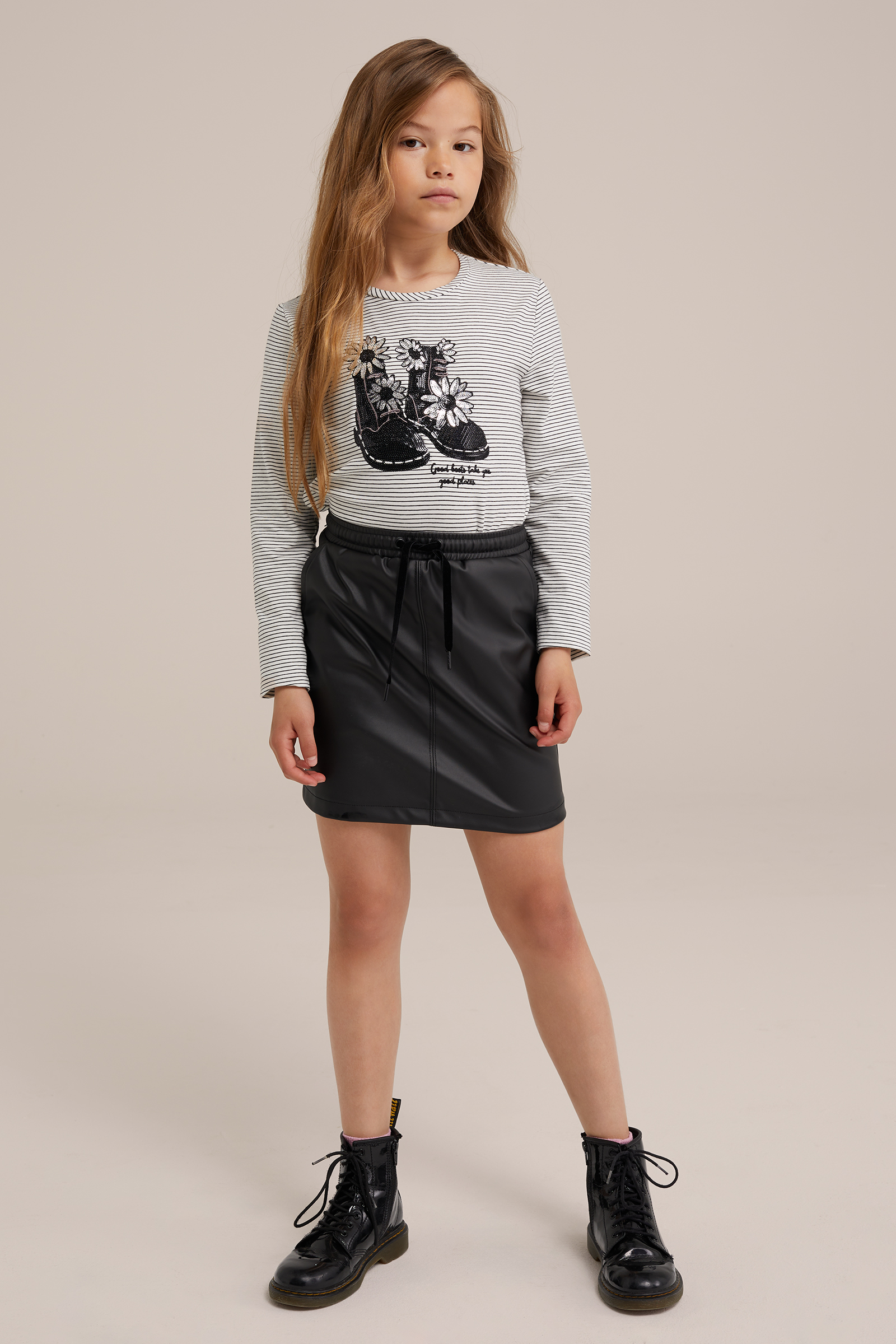 Meisjes rok van imitatieleer WE Fashion Zwart
