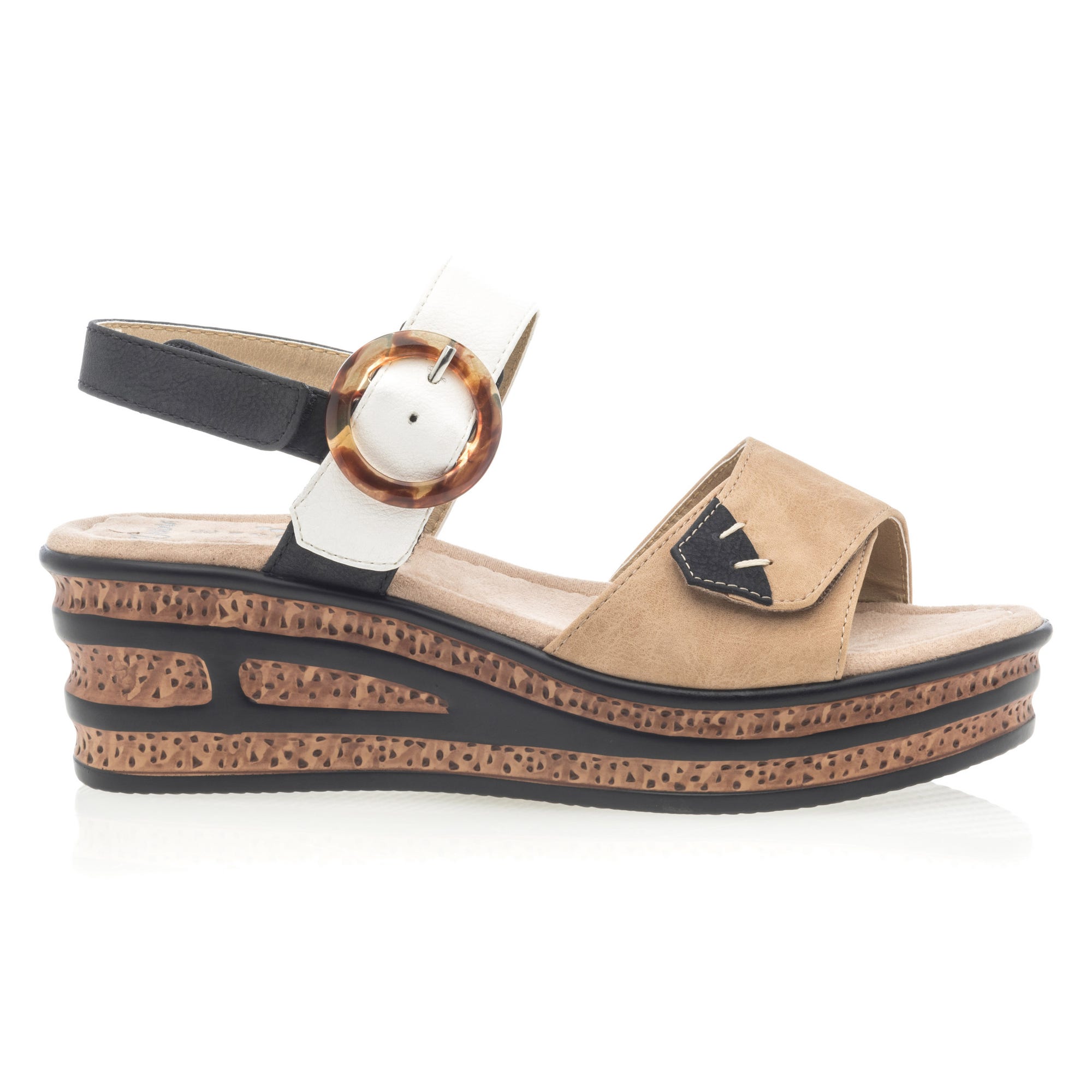 Sandales à talon compensé Femme beige