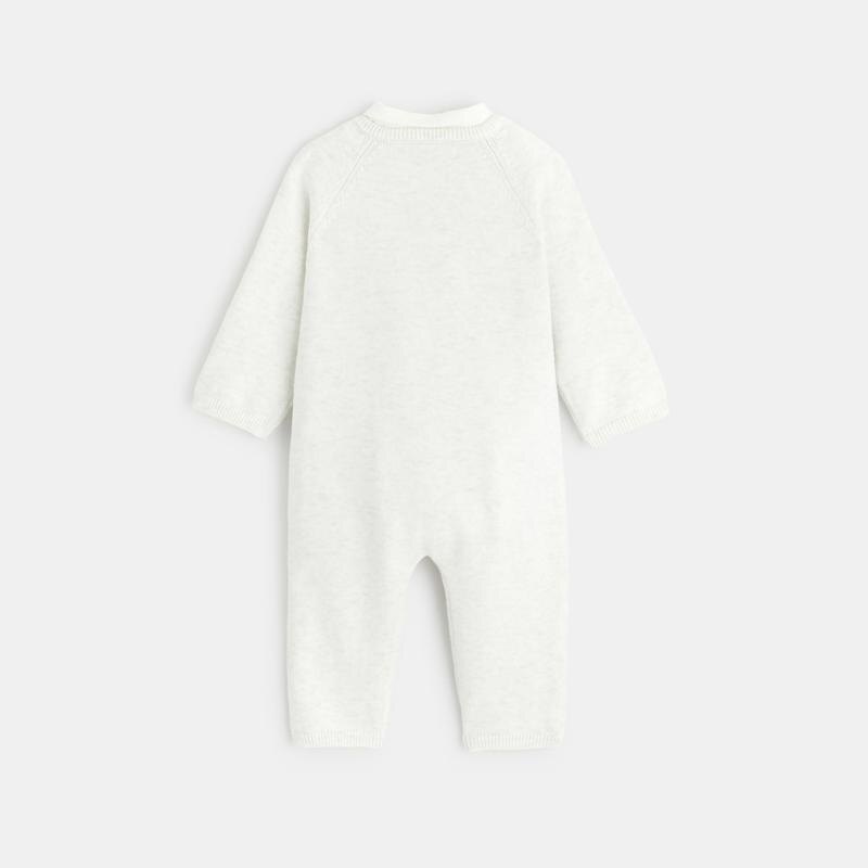 Combinaison maille tricot et body beige naissance Beige