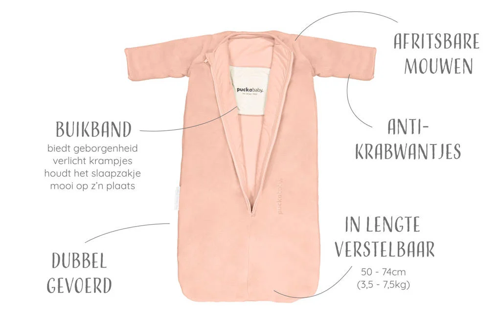 The Bag Newborn winter slaapzak met teddy peach 0-6 mnd