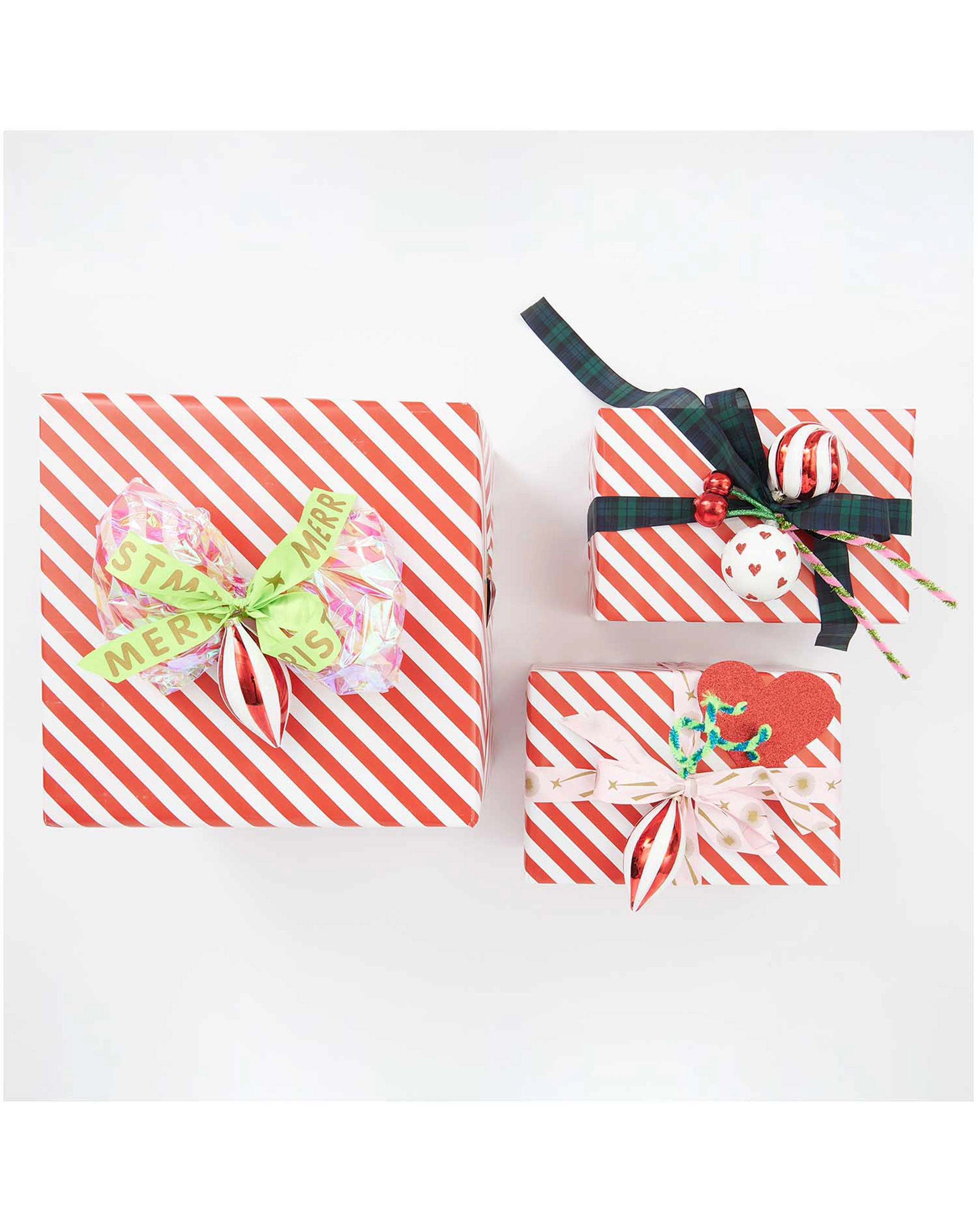Geschenkpapier STREIFEN (70cmx8m) in rot/weiß