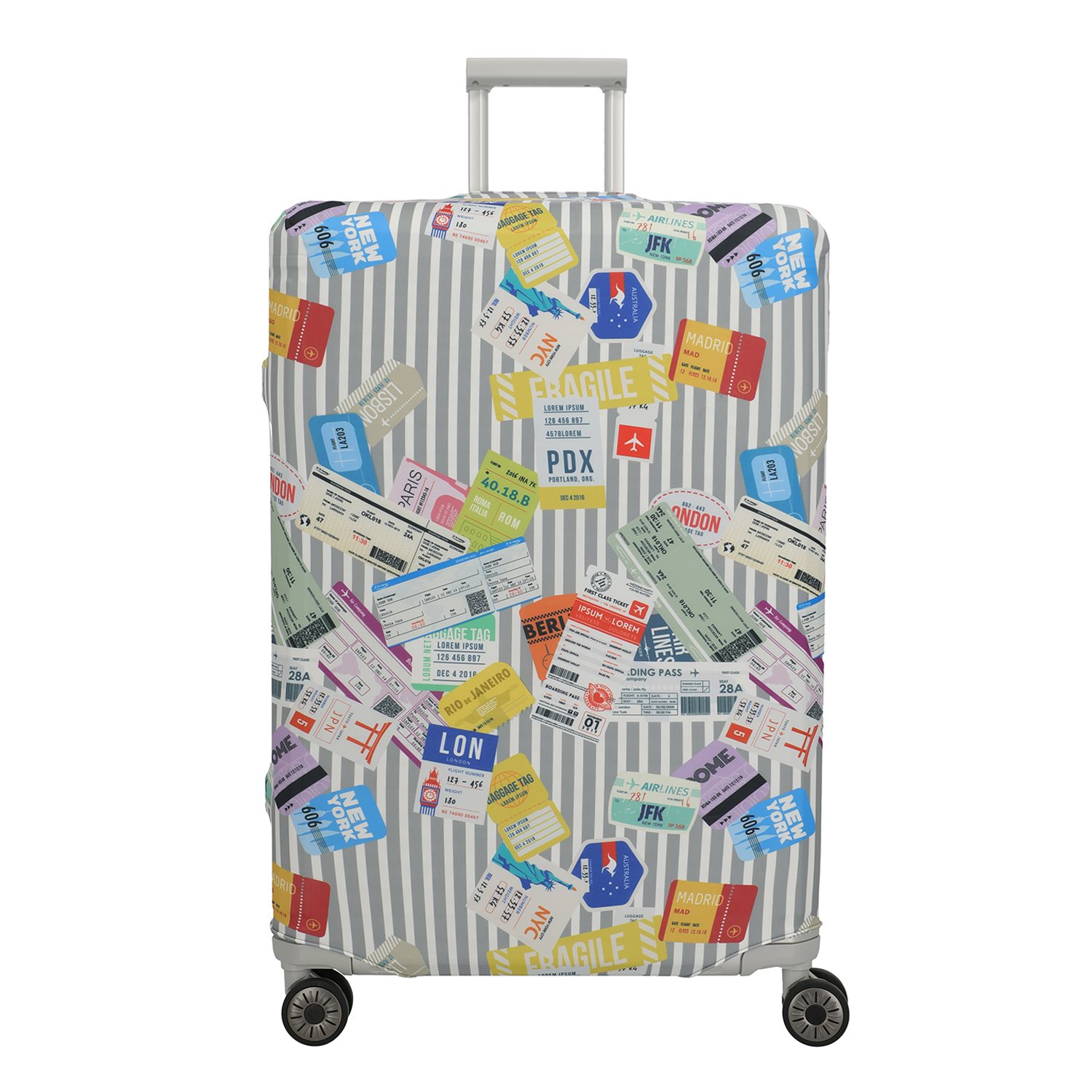 Travelite Accessoires Kofferhoes L tickets on blue/white