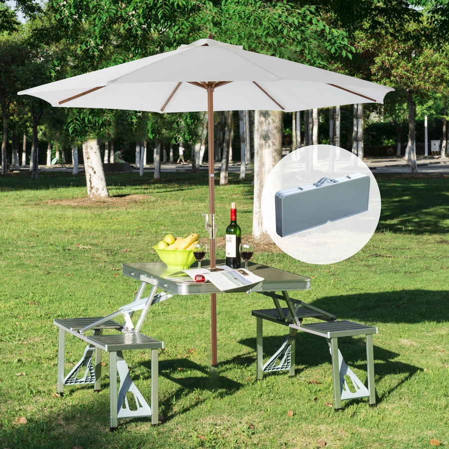 Outsunny Klapptisch mit 4 Sitzer silber