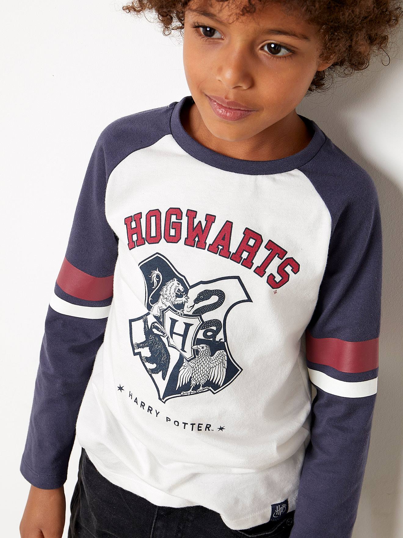 Camiseta de manga comprida Harry Potter®, tamanho médio, branca, lisa com estampas.