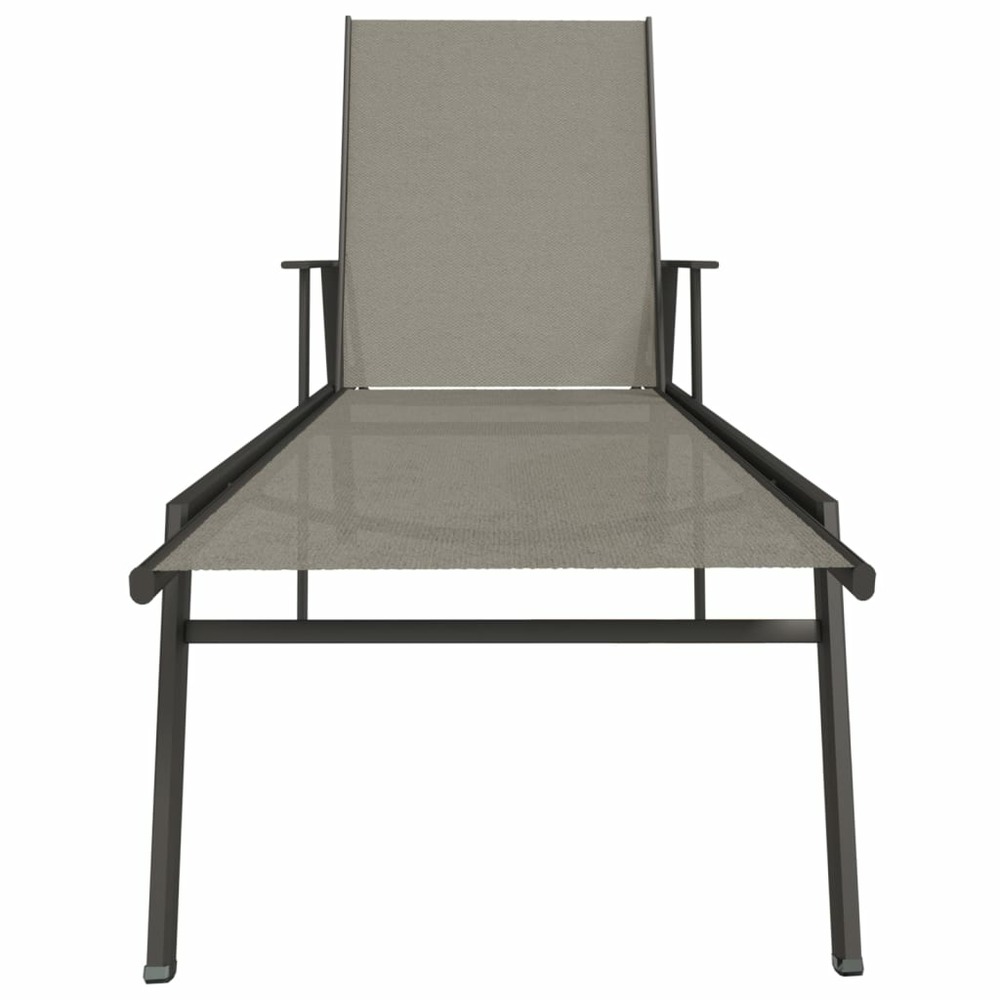 Transat chaise longue bain de soleil lit de jardin terrasse meuble d'extérieur acier et tissu textilène gris