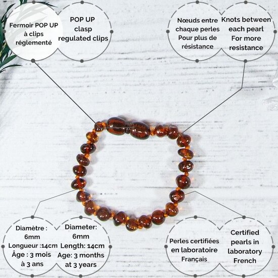 Bracelet Ambre bébé   Cognac        de               Irréversible