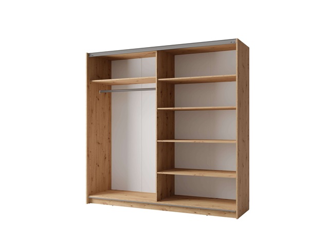 Home affaire Schwebetürenschrank »Kleiderschrank Fresno mit 5 Einlegeböden, Spiegel und Kleiderstange« Garderobe mit 2 Schwebetüren, B/H/T 150/207/62 cm