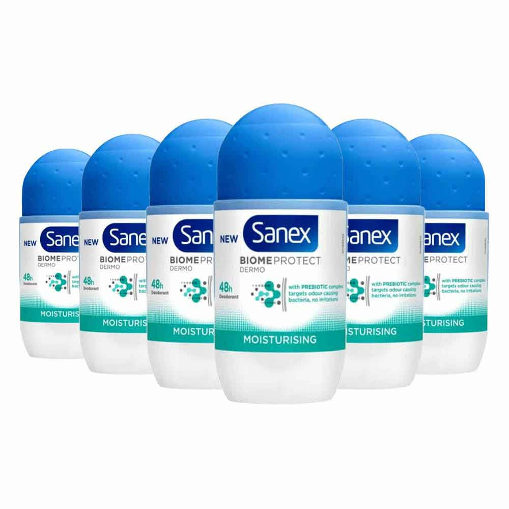 6x Sanex Deodorant Roller Dermo Moisturising50 ml