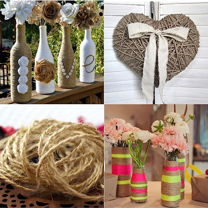 (6mmx30m) Geschenkband Nature Jute Deko Band Bastel Kordel Paketschnur - Braun