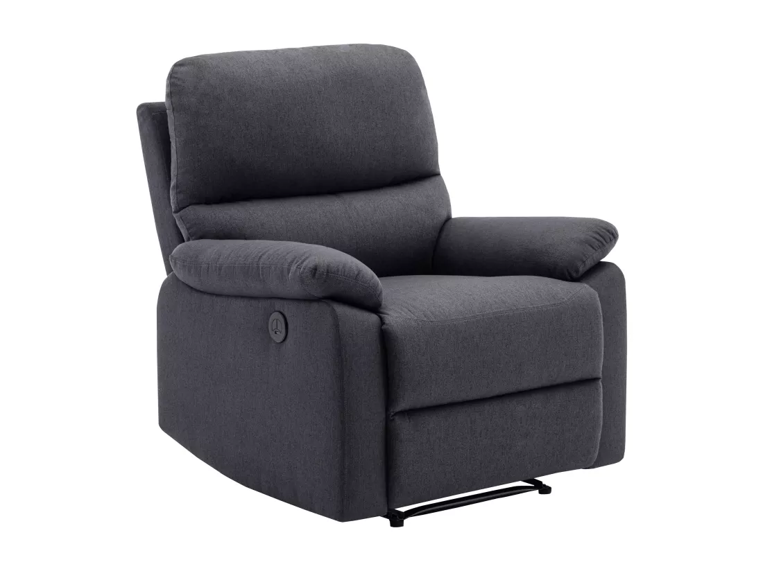 Canapé 3 places et fauteuil relax électrique en tissu gris anthracite LUNANO
