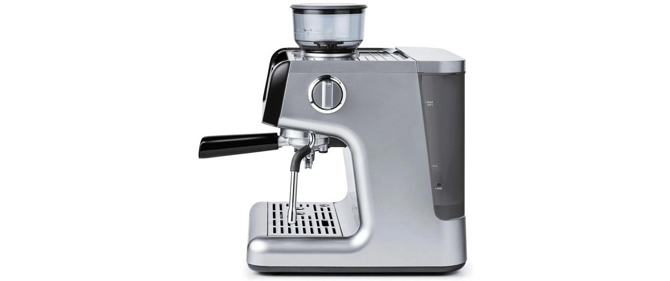 Siebträgermaschine Coffea G50S Silber<br>Kaffeemaschine mit integriertem Mahlwerk