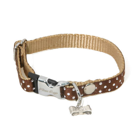 Collier motif Pois S largeur 1cm et longueur 27cm marron