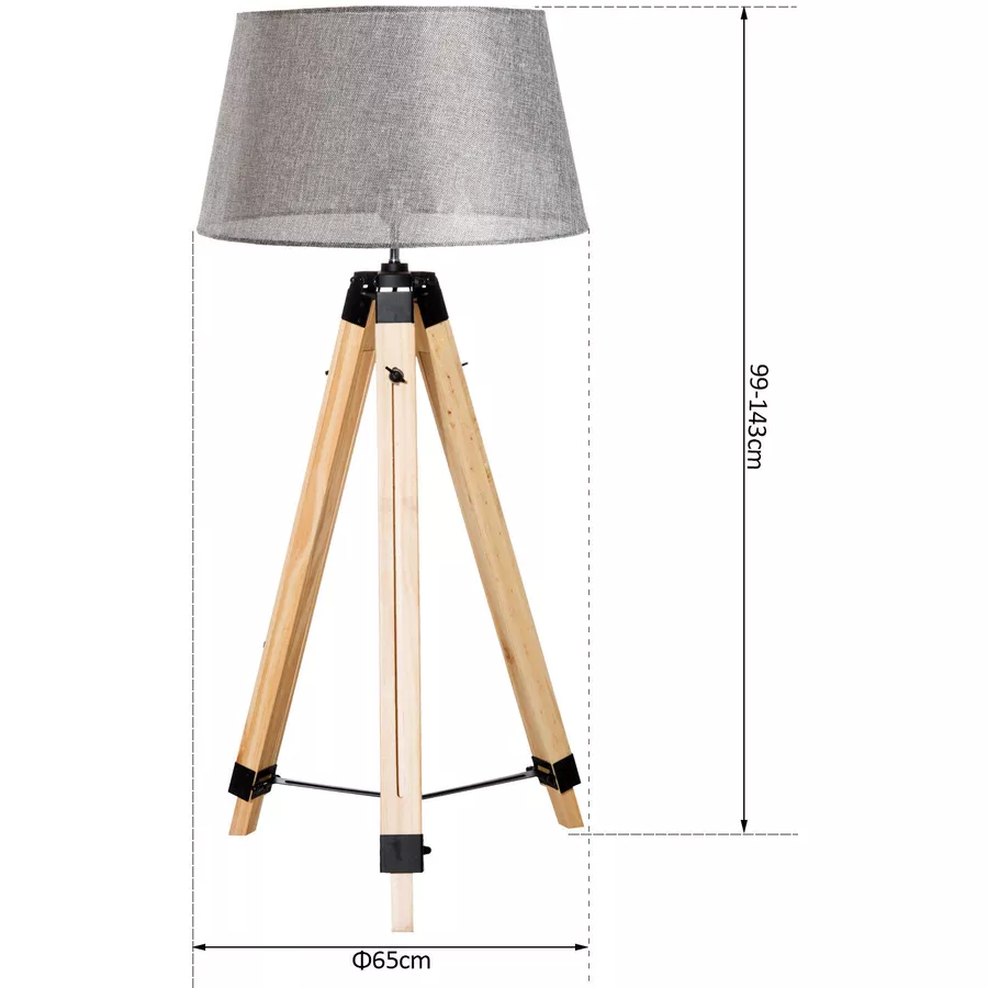 HOMCOM Stehlampe höhenverstellbar natur, grau