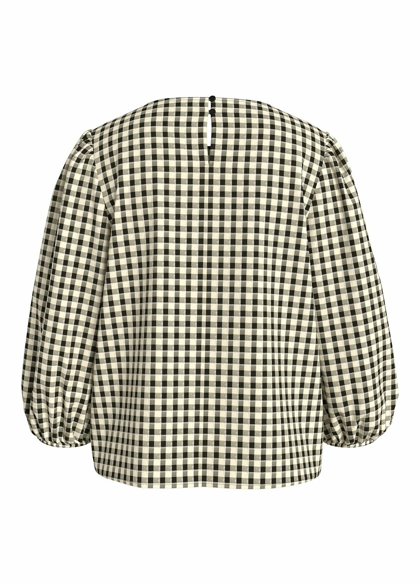 VILA<br>Blusa com decote redondo e estampa xadrez