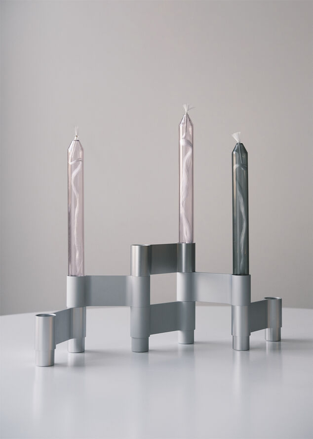 Studio About LINK, CANDLE HOLDER, MATT ALUMINIUM, 11060M 223