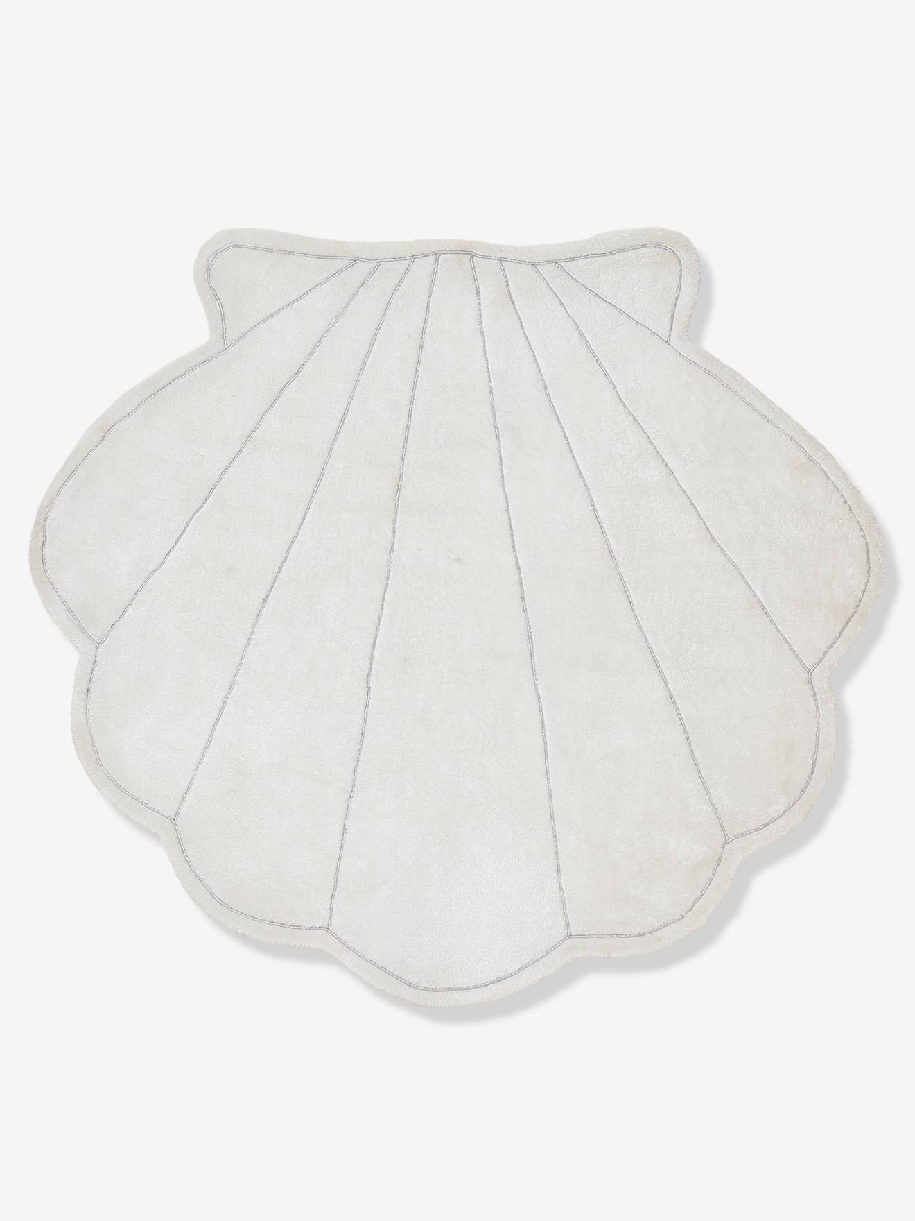 Tapete grande de pele sintética, Conchas do Fundo do Oceano, branco claro, liso