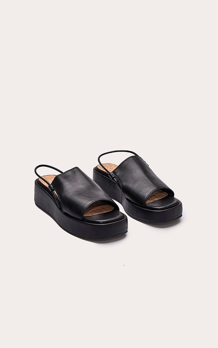Noir Sandales À Plateforme En Synthétiquecuir Avec Bride Arrière