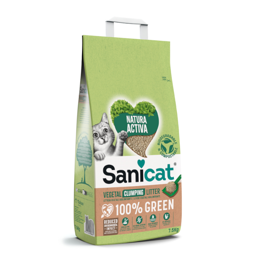 Sanicat Natura Activa 100% Areia Vegetal Verde para gatos