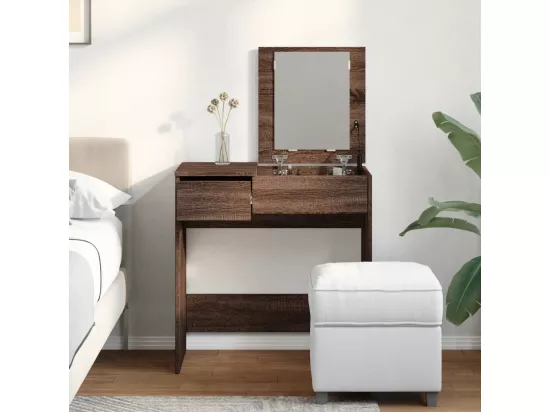 Coiffeuse avec miroir chêne marron 73x46,5x120 cm
