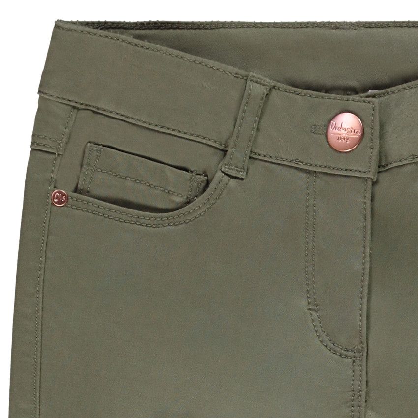 Pantalon slim en twill uni pour fille - Vert