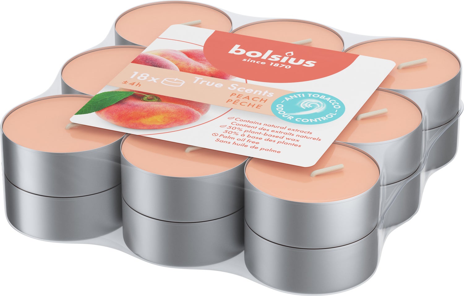 Bolsius geurtheelicht True Scents fruitig oranje 4 uur D 3,8 H 1,8 cm 18 stuks