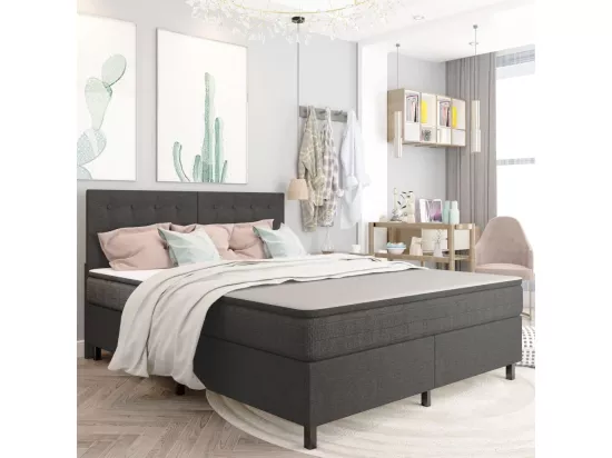 Sommier tapissier Gris foncé Tissu 160x200 cm
