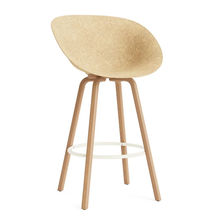 Normann Copenhagen - Mat Barstuhl mit Armlehnen 75 cm, hemp /cream