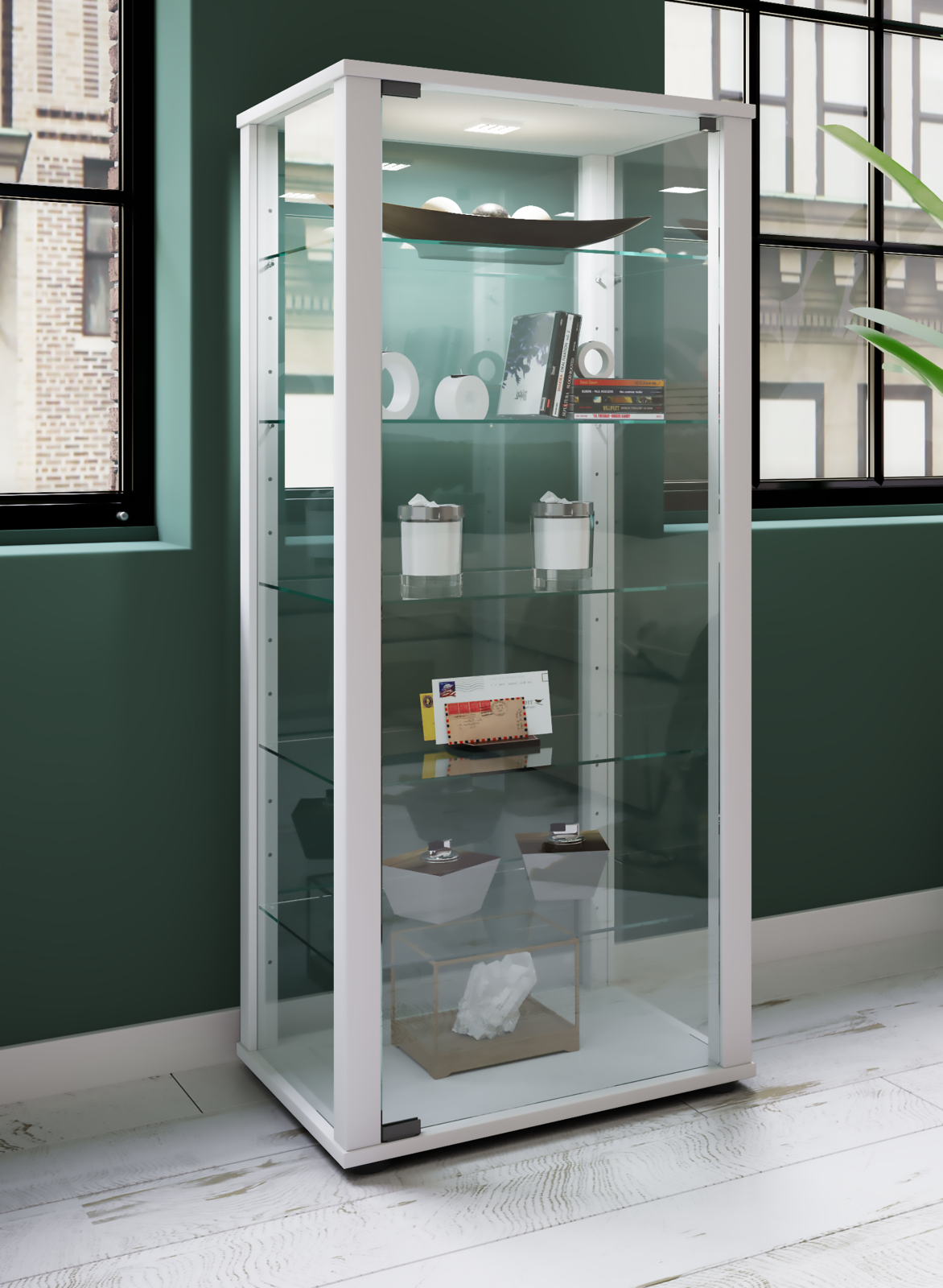 Vitrine KAVISA L - weiß - 114,5 cm hoch