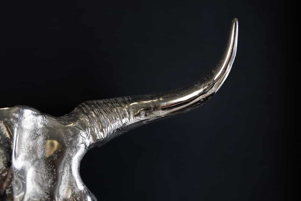 Design Schädel MATADOR 70cm silber Aluminium Wanddekoration