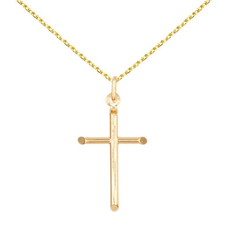 Collier - Médaille Croix Or Jaune - Chaine Dorée Offerte