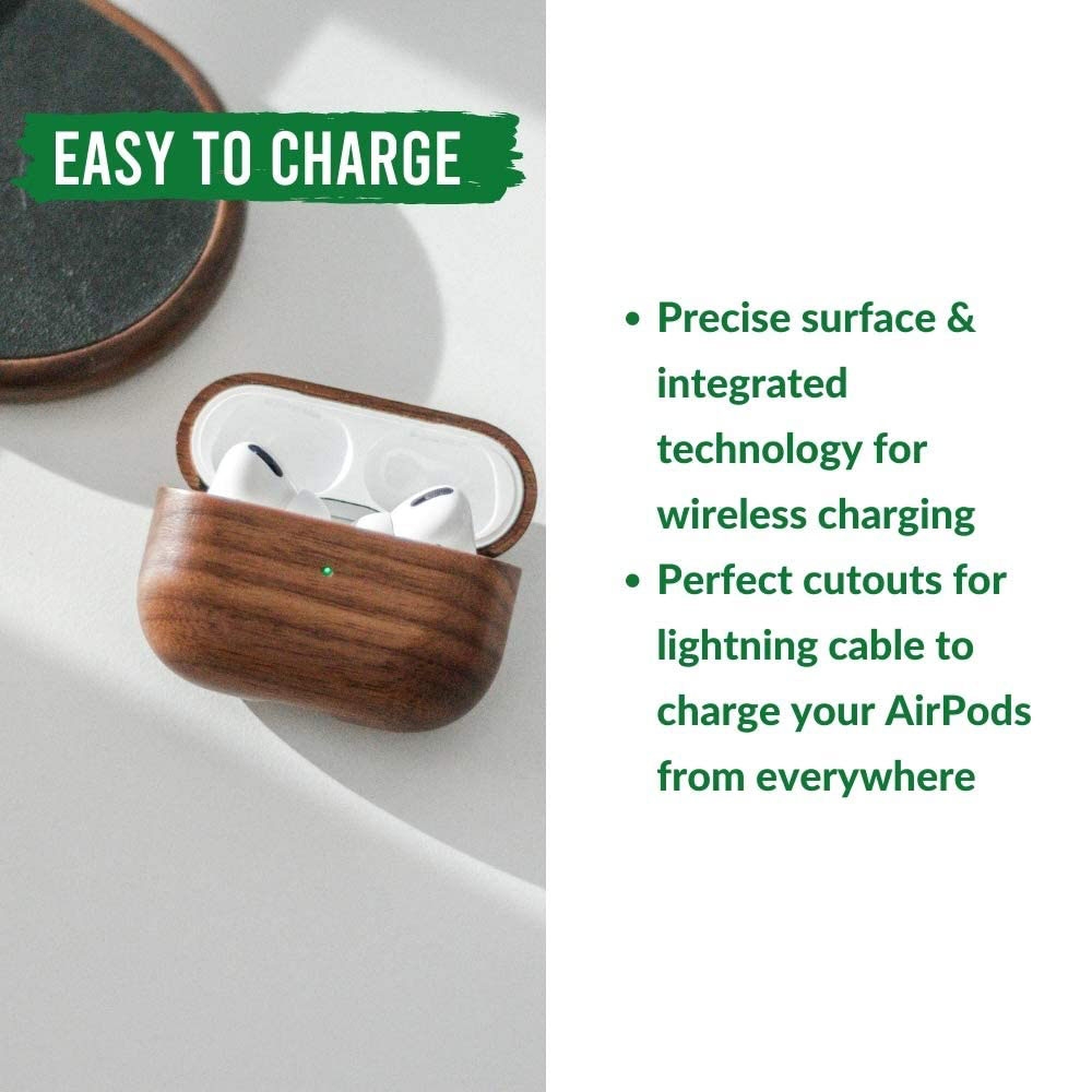 AirPods Pro EcoCase Slim Echt Holz Hülle Walnuss FSC Zertifiziert (ECO506) - Dunkelbraun