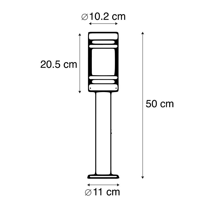 Buitenlamp zwart met grondpin en kabelmof 50cm IP44 - Gleam