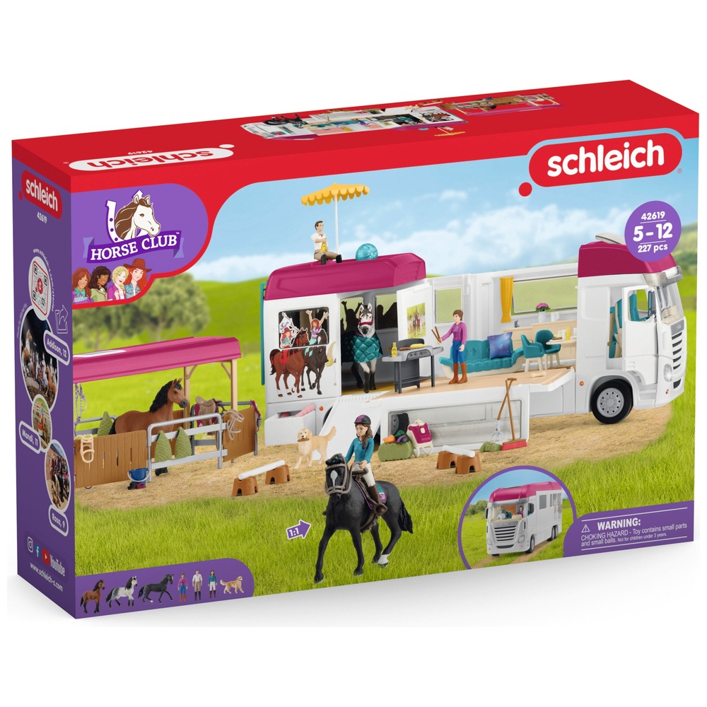 Schleich Horse Club Transporter-Set mit 3 Pferden und 3 Figuren