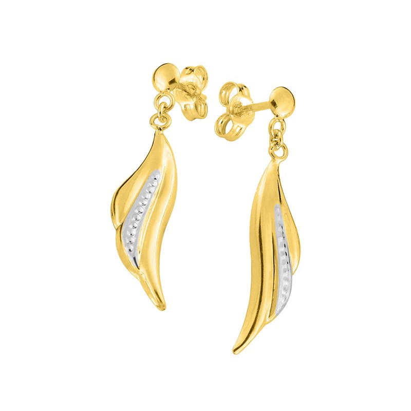 Boucles d'oreilles bicolores femme - Or 9 Carats