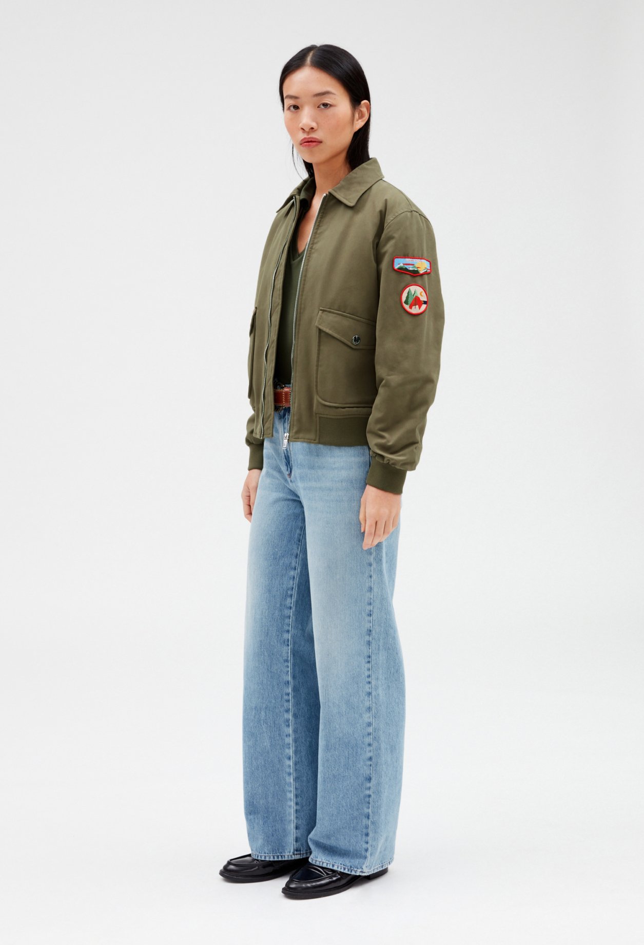Blouson zippe kaki