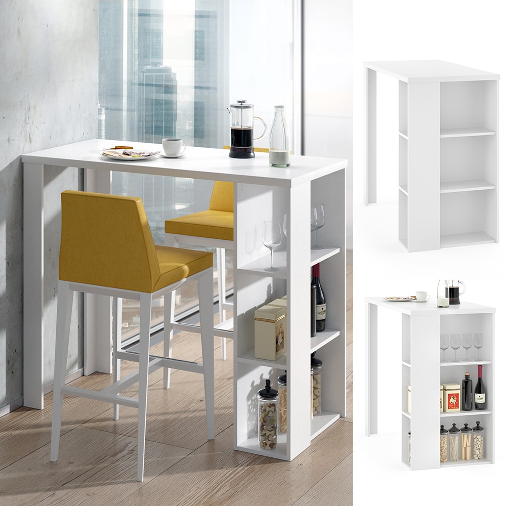 VICCO Bartisch NOEL Tresentisch Weiß Ablagefächer 120 x 105,6 x 60 cm