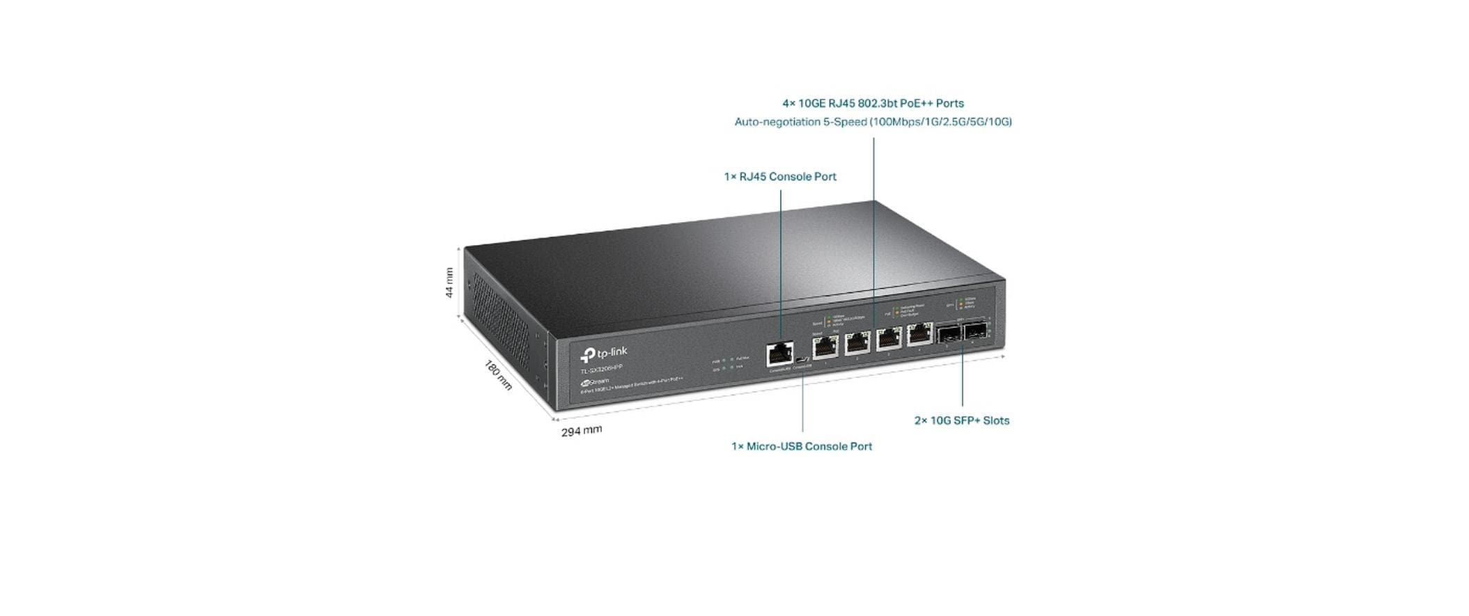 PoE++ Switch L2+ Switch 6 x 10G Ports SX3206HPP 6 Port<br>Omada 6-Port 10GE L2+ Managed Switch mit 4-Port PoE++
