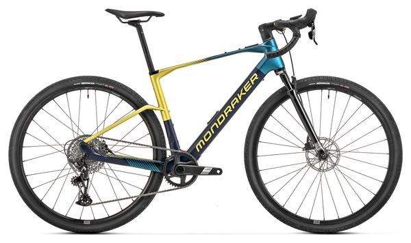 Vélo de Gravel Electrique Mondraker Dusty R Sram Apex 12V 350Wh 700mm Bleu/Jaune 2025