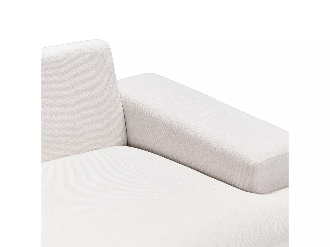 Canapé d'Angle droite Style Minimaliste 3 Places en Tissu Beige et Pieds Métal Mariferd