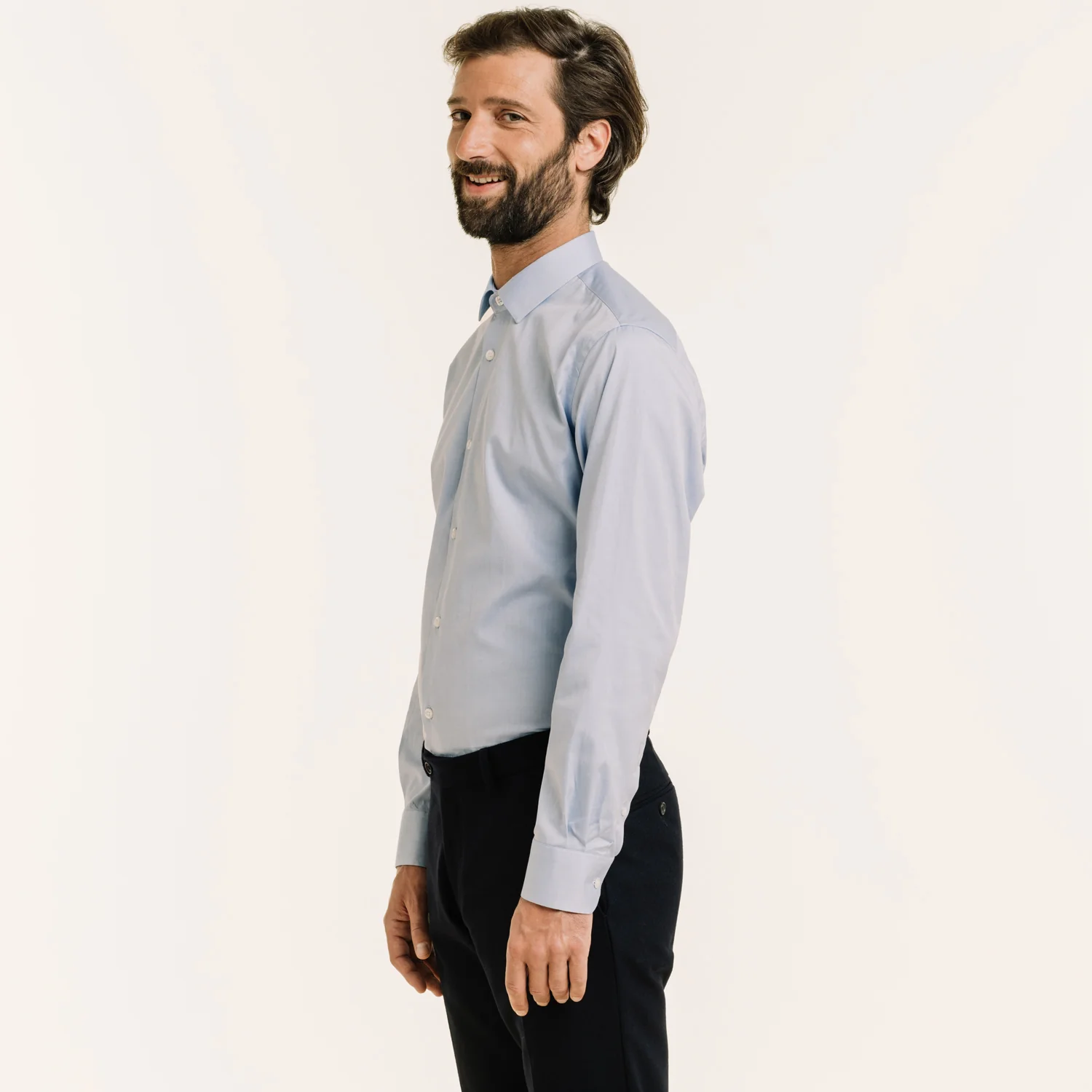 Blue double-twisted Oxford shirt