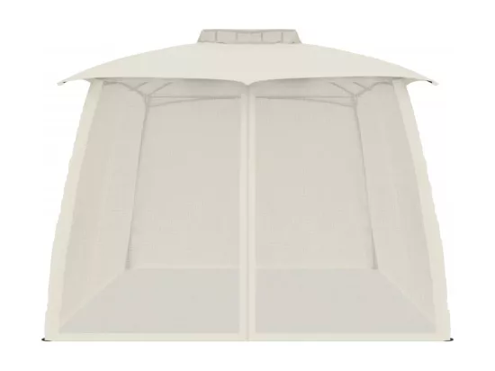 Tonnelle avec double toit et parois en filet crème acier