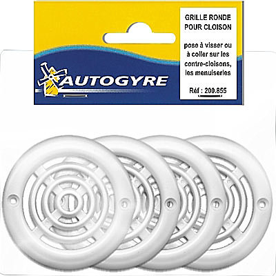 Grille d'aération PVC pour cloison Ø 64 mm, 4 pièces