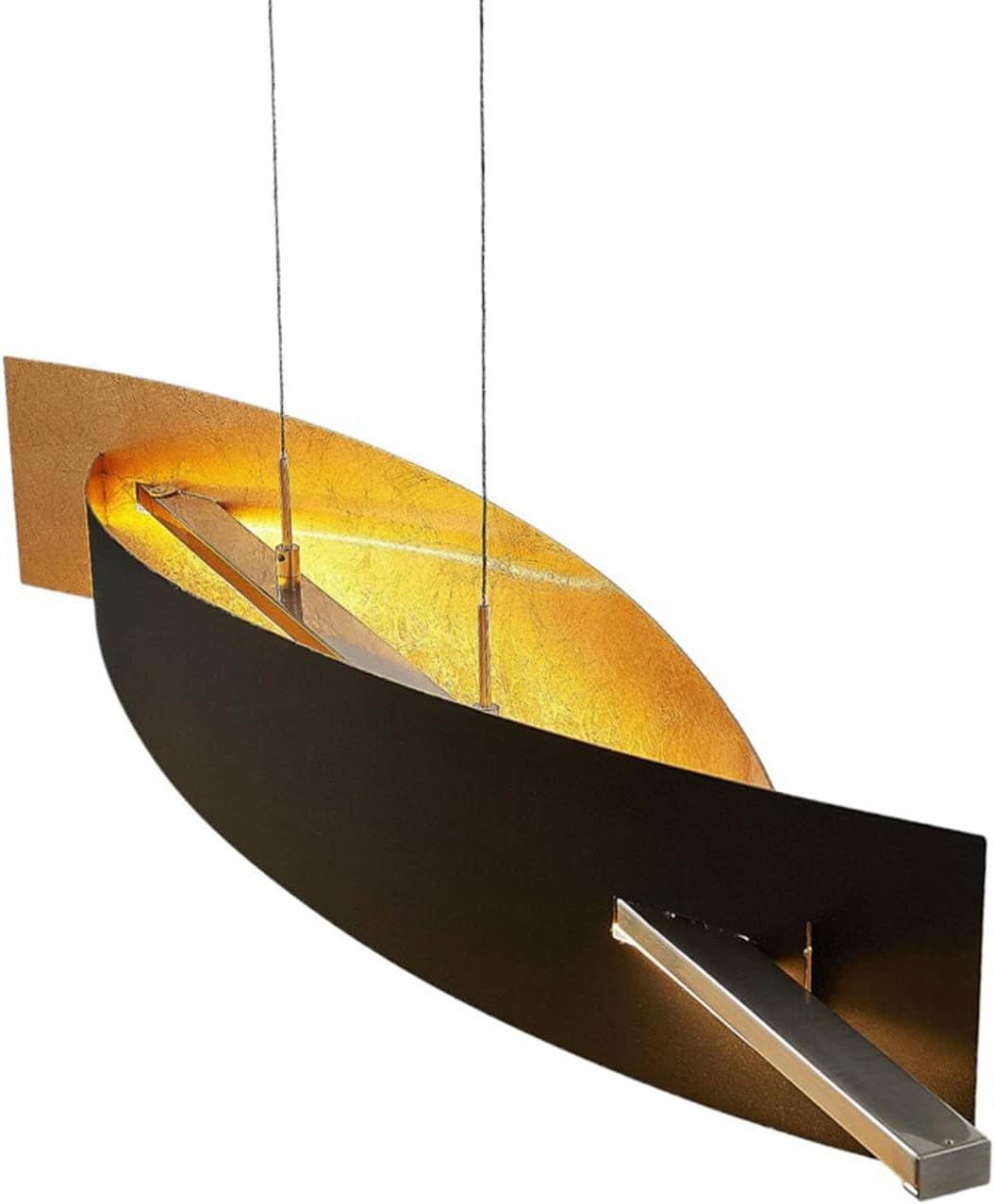 Lucande LED Pendelleuchte dimmbar Schwarz Gold, Esstisch Hängelampe höhenverstellbar 24W gesamt Esszimmerlampe Esstischlampe